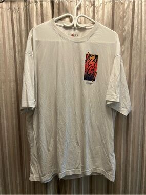 Zion Jordan Brand White T-Shirt - Orange/Red Chest Print, Mens Size 3XL